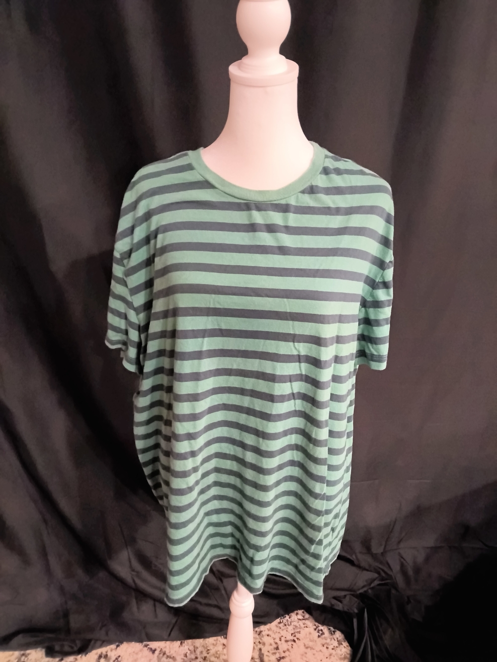 Merona Green and Black Striped Short Sleeve Tee